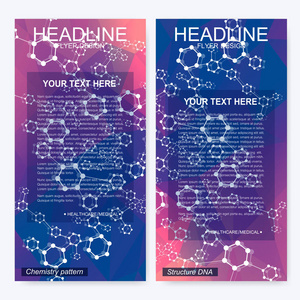 单张海报布局。杂志封面模板企业形象。科学和技术的设计 结构 Dna 化学 医学背景 业务和网站模板。矢量图