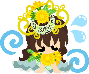 可爱的蒲公英女孩照片