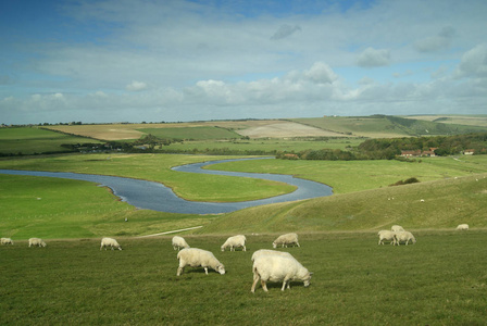 英国河 Cuckmere，东萨塞克斯郡，英格兰