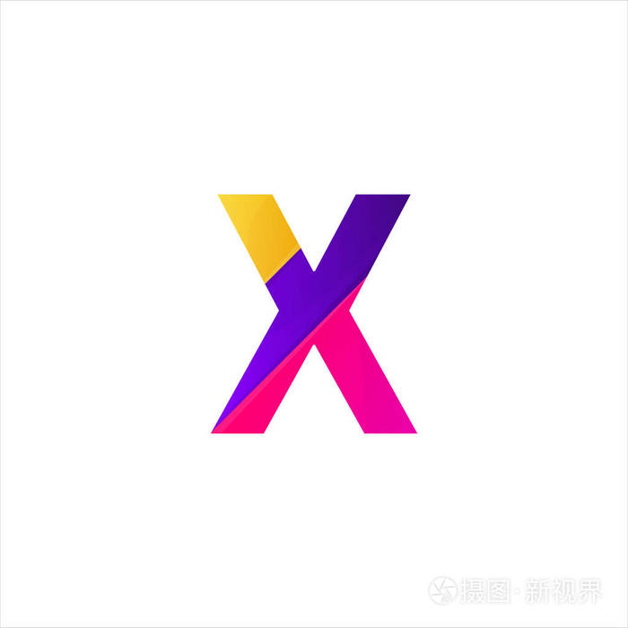抽象x字母图标有趣平面标志矢量标志设计