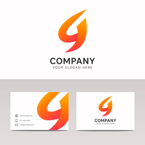 抽象的 g 信公司图标和数字九徽标矢量设计照片