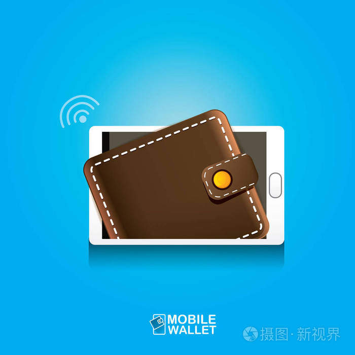 矢量数字手机钱包矢量概念图标
