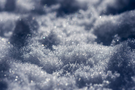 冬季寒冷天自然雪纹理背景关闭