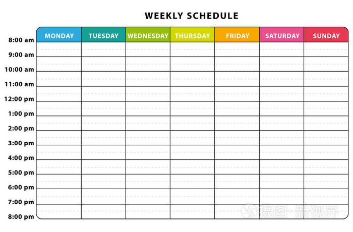 每周的计划多彩的时间表