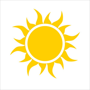 夏天回家的按钮孤立在白色背景上的黄色太阳图标.