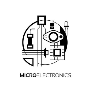 电子元器件。标志和象征的标志设计作为无线电市场，间专门店及互联网创造