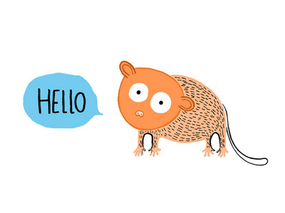 的侏儒马莫塞特平面设计动物肖像套装眼镜猴坐在可爱的大眼睛在薄荷岛