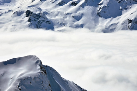 在阿尔卑斯山滑雪胜地