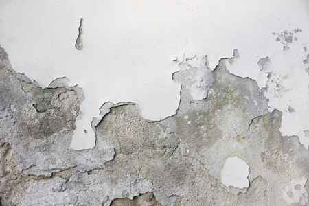 复古损坏的旧墙与白色油漆