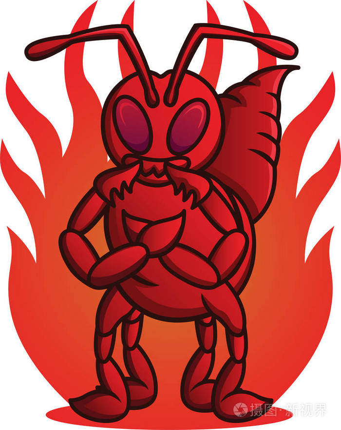 野生的火蚁的卡通插图矢量字符