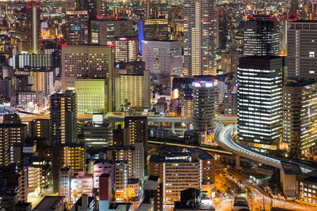 大阪中心商务商业区光夜景