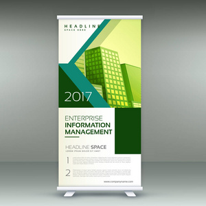 令人惊异业务易拉宝横幅设计与抽象的形状照片