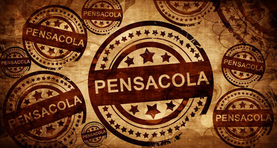 彭萨科拉，纸张背景上的古董邮票