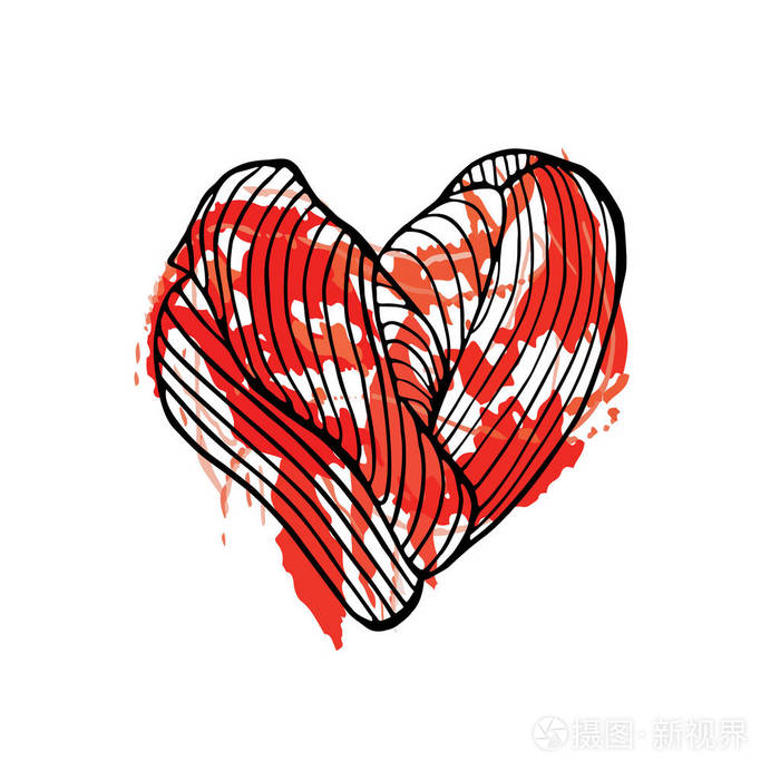 心流血的手画速写的矢量图涂鸦图形