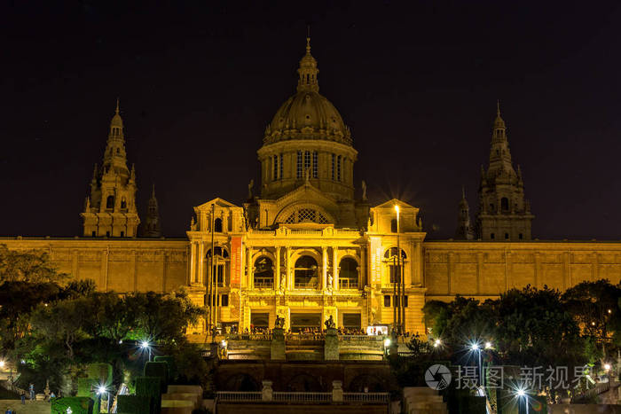 从艺术的加泰罗尼亚国家博物馆夜景