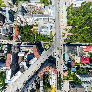 与空中城市景观 道路 房屋和建筑物