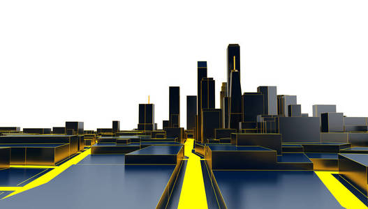 黑色的低聚城市背景 3d 渲染