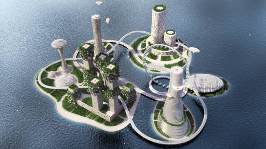 未来商业视觉概念.3d 图照片