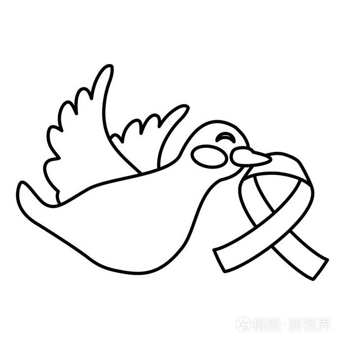 图鸽子用喙乳腺癌癌症符号