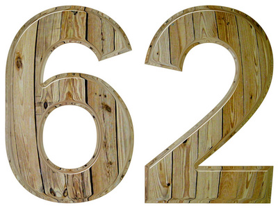数词 62,六十二,白色背景,3d 渲染上孤立阿拉伯数字 62, 六十二, 从