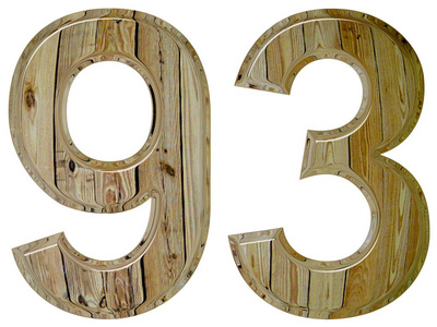 数字 93,九十三,孤立在白色的背景下,3d 仁德照片