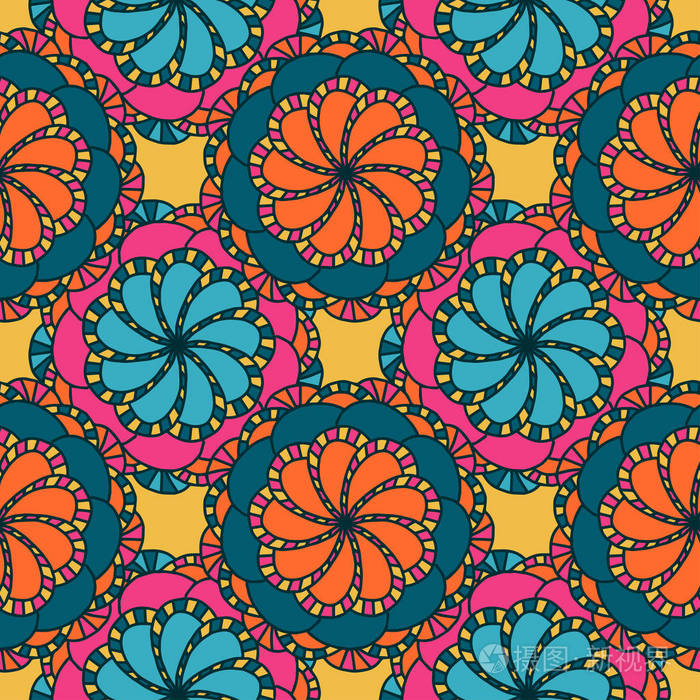 炫彩矢量曼陀罗花花纹