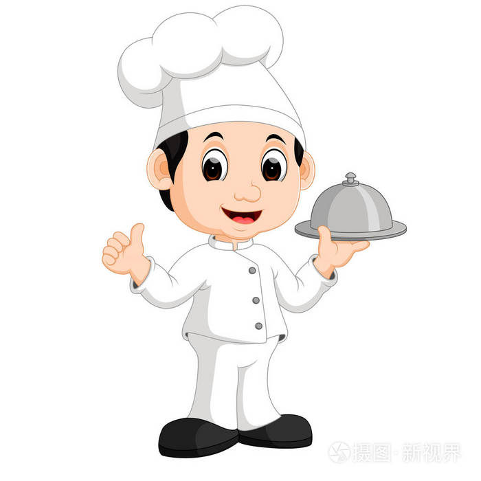 可爱的小厨师把菜肴