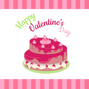 情人节快乐与孤立的草莓蛋糕