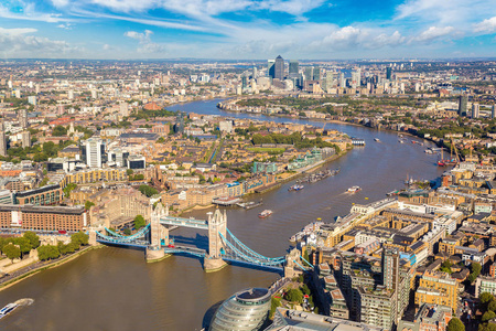 伦敦塔桥的鸟瞰图