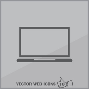 笔记本电脑中孤立在背景上的时尚平面样式的图标。为您的 web 站点设计 徽标 Ui 的应用程序的计算机符号。矢量图 Eps1