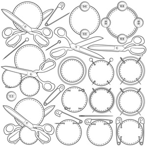 套与缝纫配件的向量符号