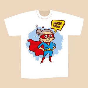 T 恤印刷设计超级英雄奶奶