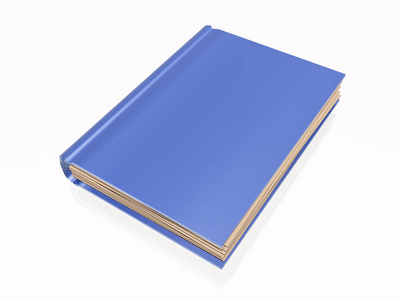 蓝色的书，白色反光背景