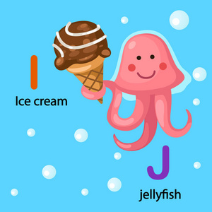 图孤立字母冰奶油，J 水母