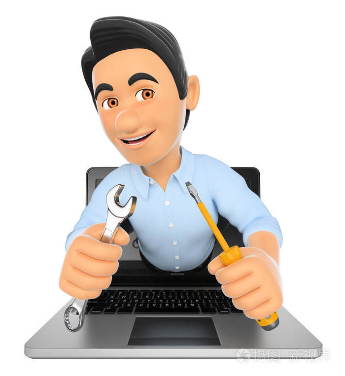 笔记本电脑的屏幕出来的3d信息技术技术员