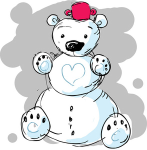 可爱的雪人熊矢量图
