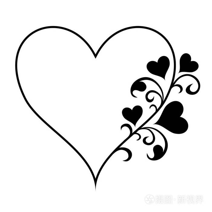框架的心形情人节插画-正版商用图片0x1t4y-摄图新视界