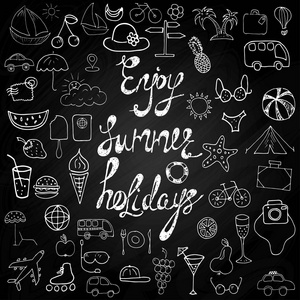 暑假手绘制的标志和符号，刻字享受暑假