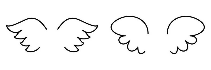 翅膀矢量集以孤立的白色背景上的天使或鸟翼图标照片