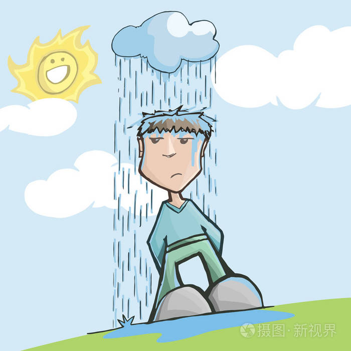 运气不好在一片雨云下的男人