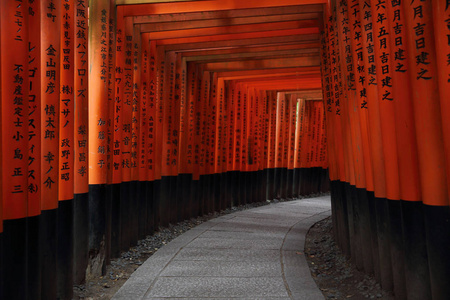 日本京都伏见 Inari 神社红托里门口