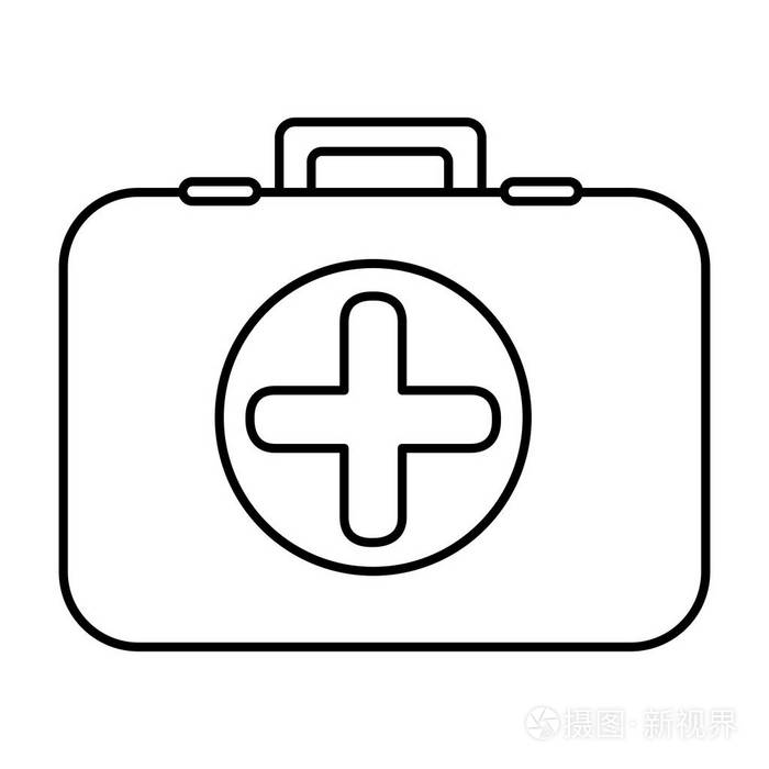 单色轮廓与急救箱用符号十字架在圈子插画-正版商用图片0x270u-摄图新