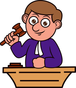 键盘上的法官锤上白孤立的法官控股锤卡通插图照片