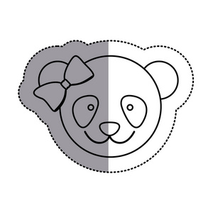 雌性大熊猫头与中间阴影单色轮廓贴纸