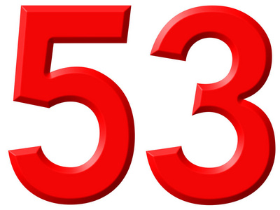 五十三数词 53,五十三,白色背景,3d 渲染上孤立照片