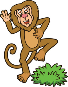 有趣的狒狒卡通动物.矢量图照片