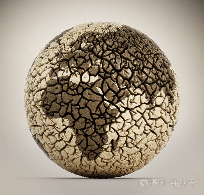 与裂土壤的荒芜的地球3d图
