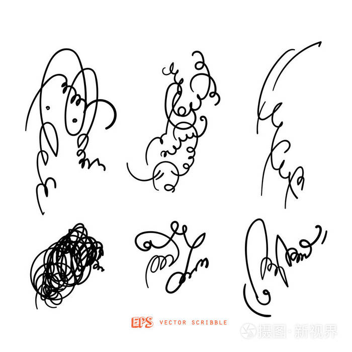 乱涂乱画线设计艺术元素可用作画笔