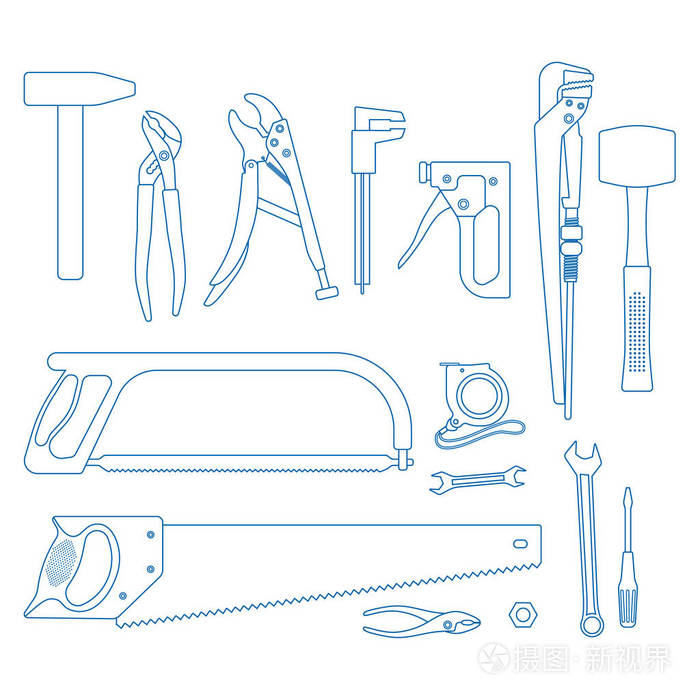 一套维修工具图标插画-正版商用图片0x2gjy-摄图新视界