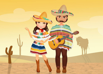 在沙漠中的墨西哥夫妇